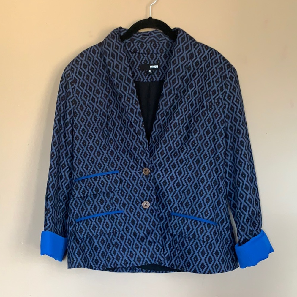 Brooklyn Industries Navy/Black Geometric Blazer